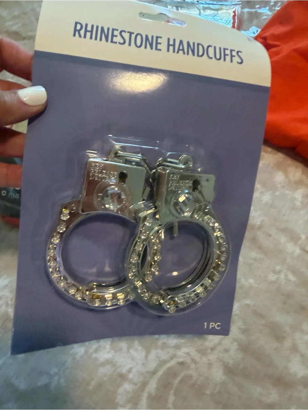 Spirit NWT Orange Escaped Convict Costumes with Silver Rhinestone Handcuffs